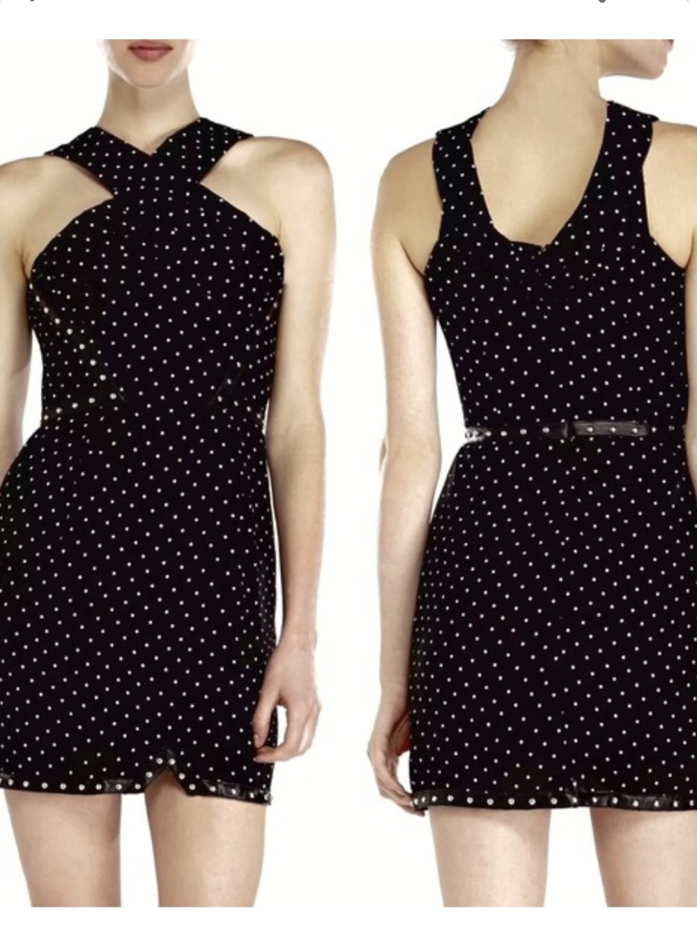 The Kooples Polka Dot/Leather trim dress